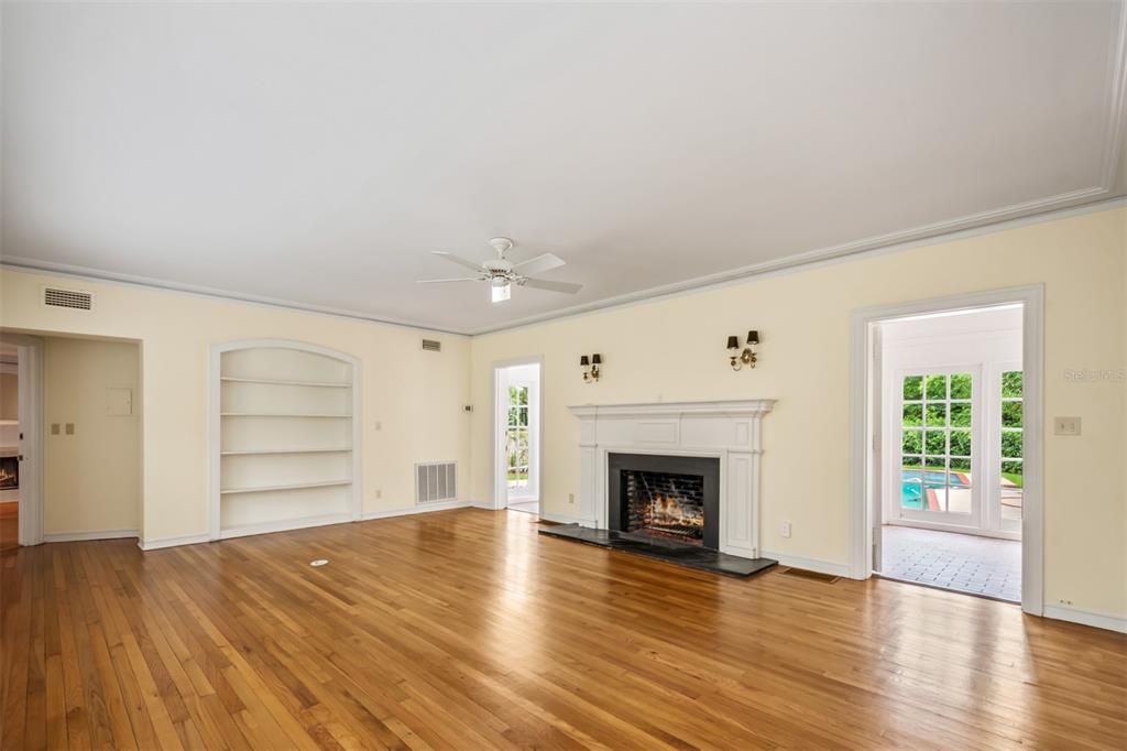 Empty room, Fireplace, Interior, Wood Texture Flooring