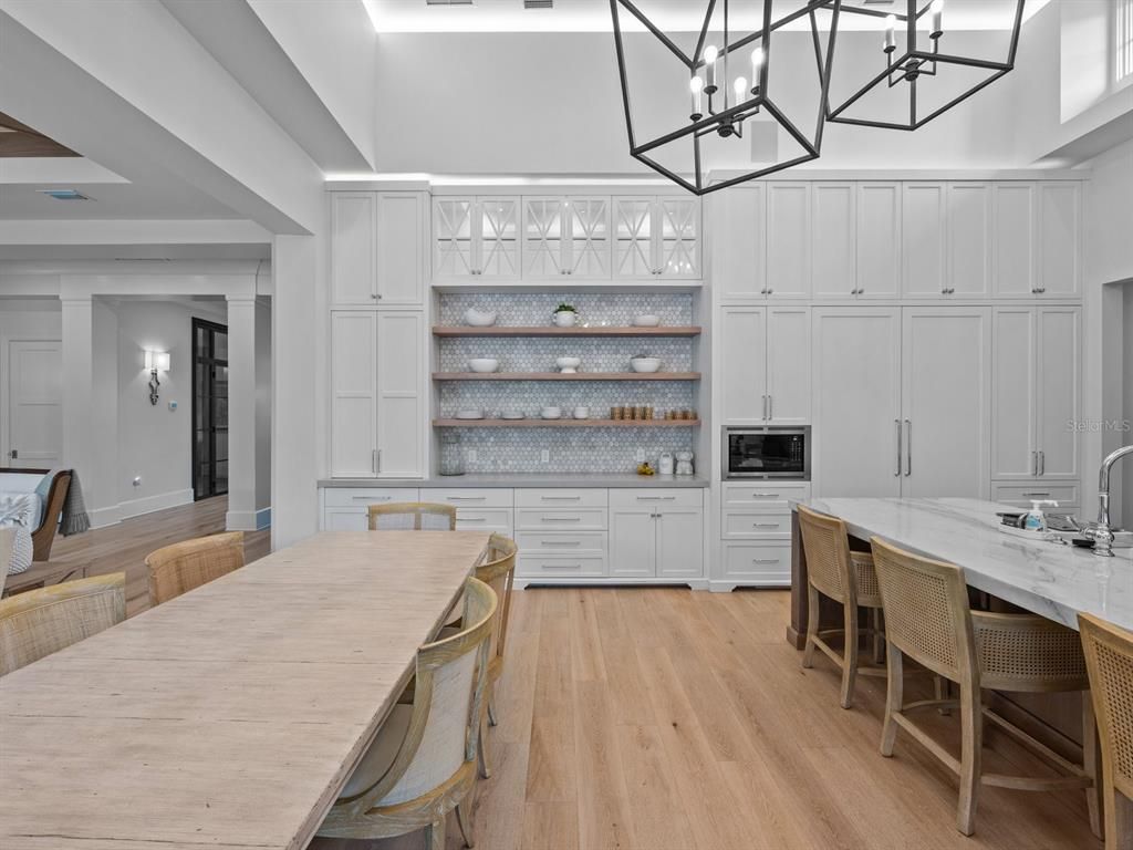 Interior, Kitchen, Pendant Lights, Wood Texture Flooring