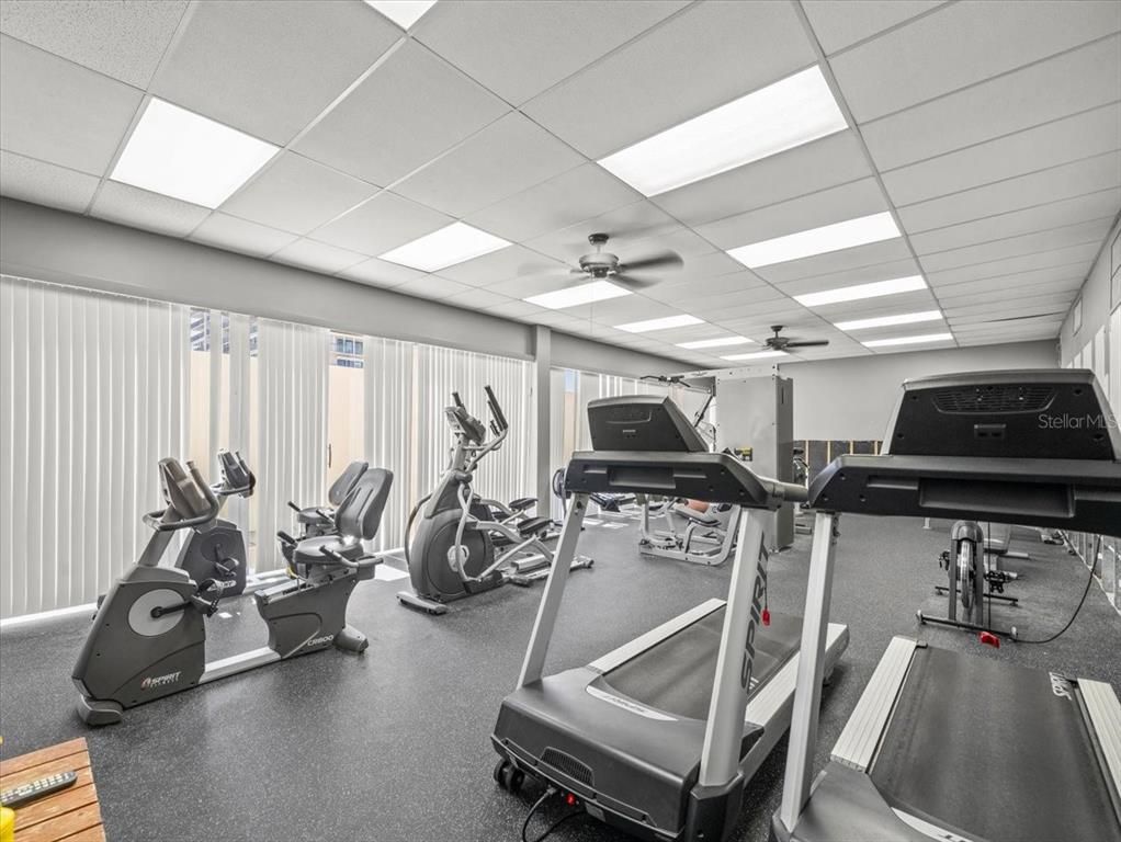 Fitness Equipment, Gym, Interior, Recessed Lighting