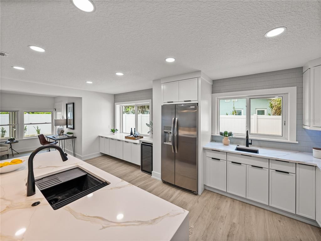 Interior, Kitchen, Recessed Lighting, Wood Texture Flooring