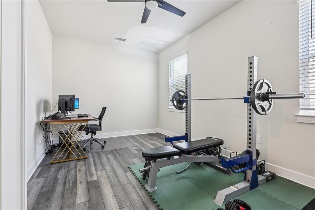 Fitness Equipment, Home Office, Interior, Wood Texture Flooring