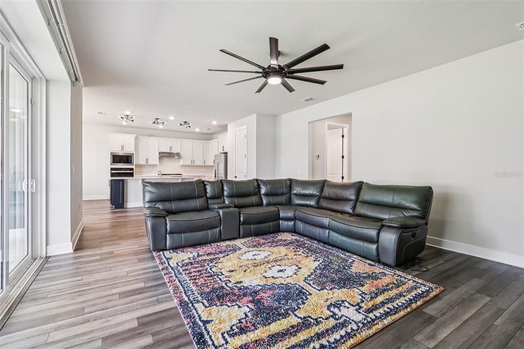 Interior, Kitchen, Living room, Recessed Lighting, Stainless Steel Appliances, Wood Texture Flooring
