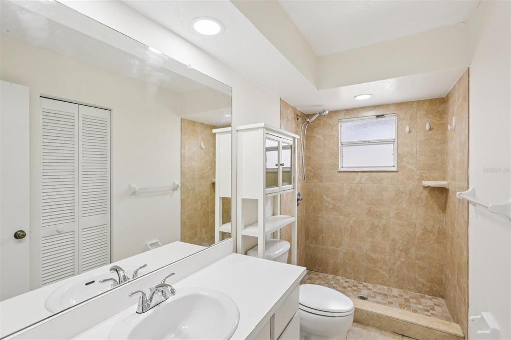Bathroom, Glass Shower, Interior, Recessed Lighting