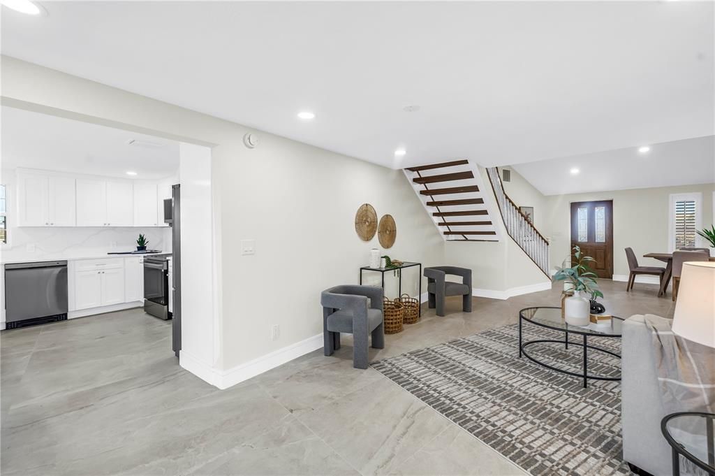 Dining room, Interior, Kitchen, Recessed Lighting