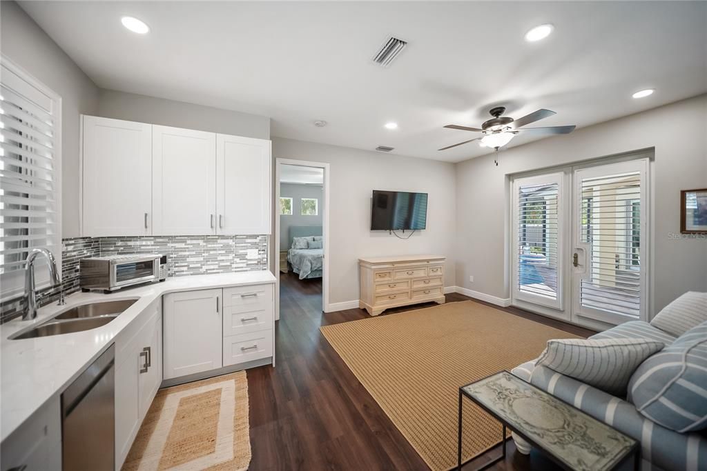 Interior, Kitchen, Recessed Lighting, Wood Texture Flooring