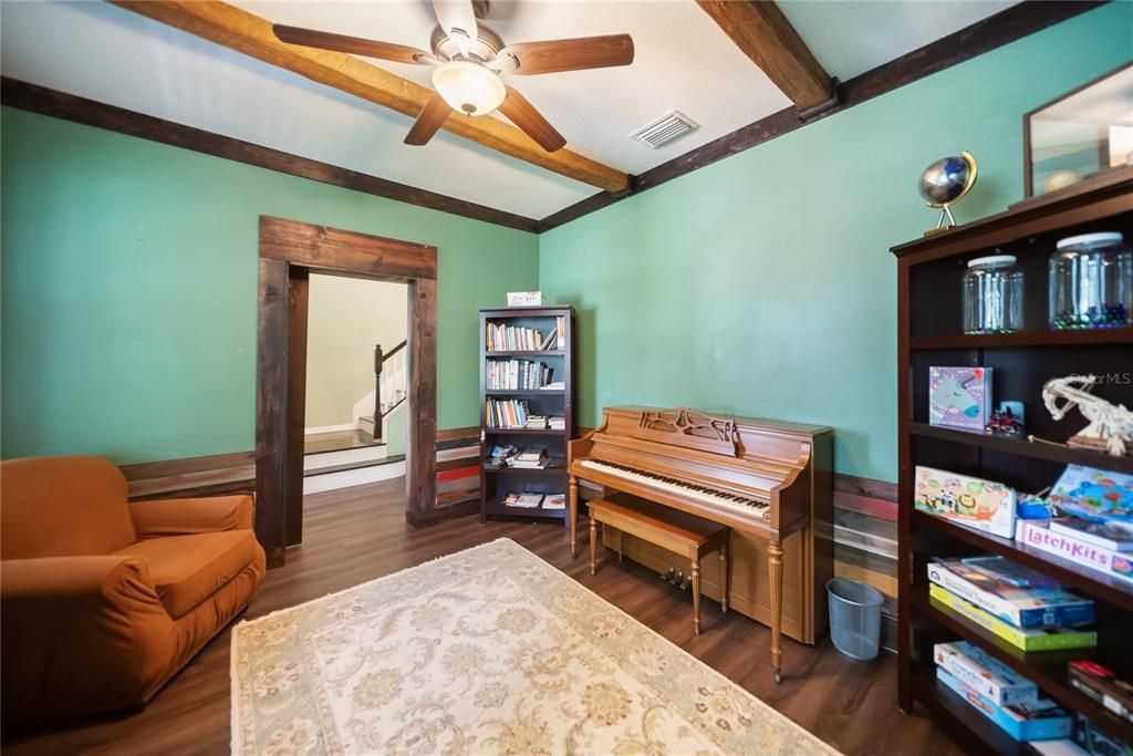 Interior, Piano, Wooden Beams, Wood Texture Flooring
