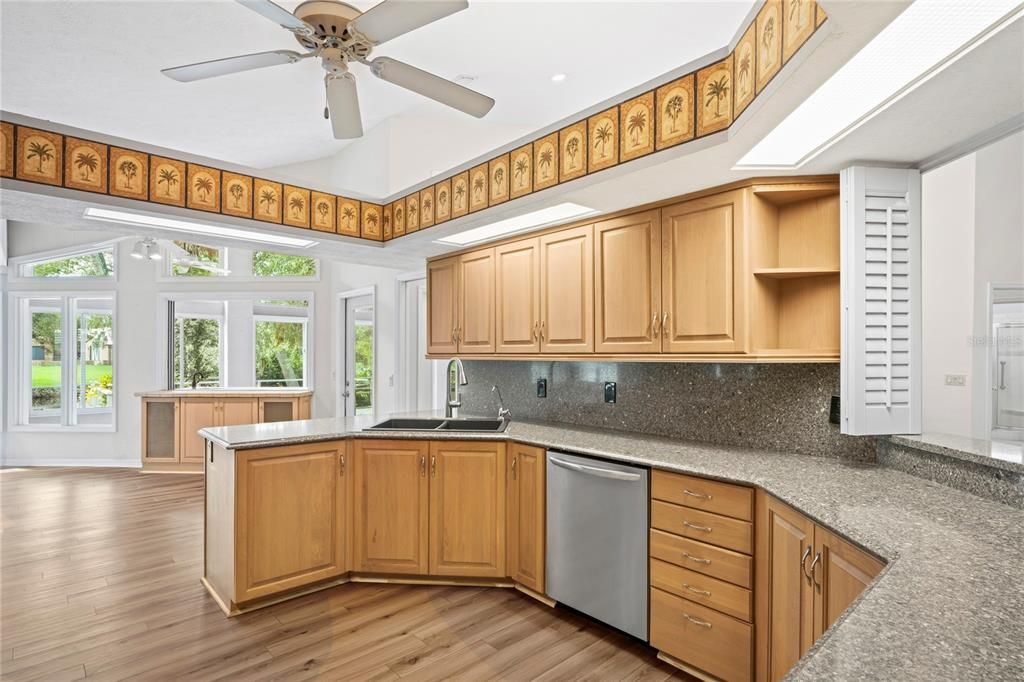 Interior, Kitchen, Recessed Lighting, Wood Texture Flooring