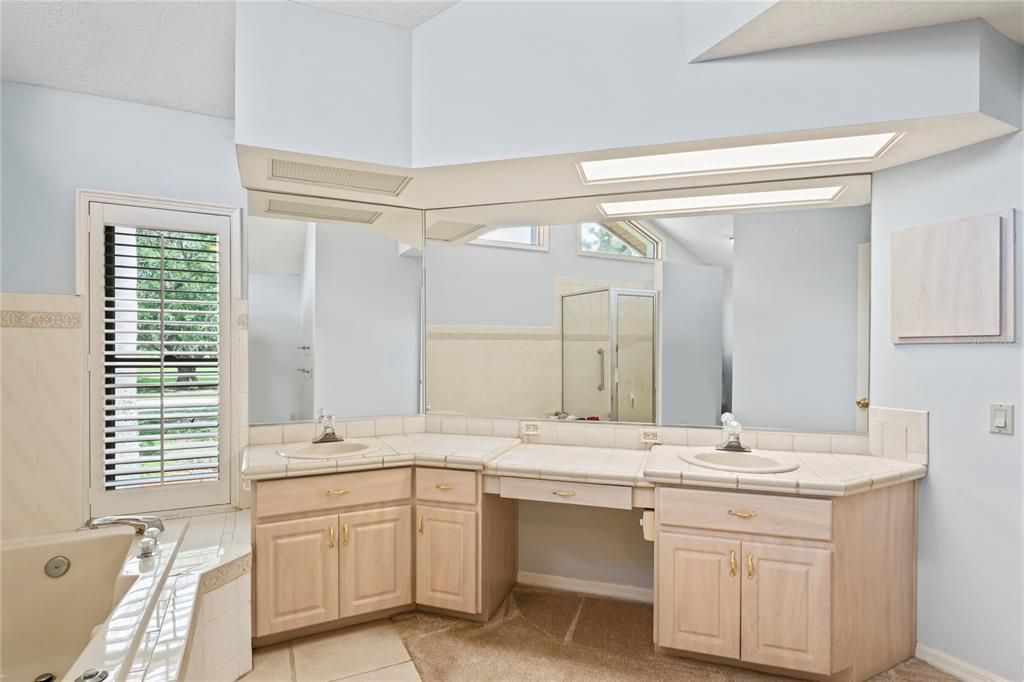 Bathroom, Dual Sink Vanities, Interior, Tile Countertops