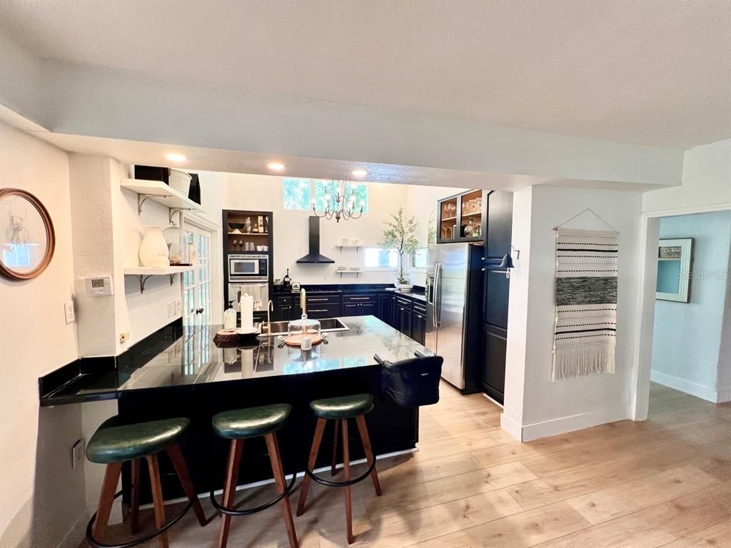 Interior, Kitchen, Recessed Lighting, Wood Texture Flooring