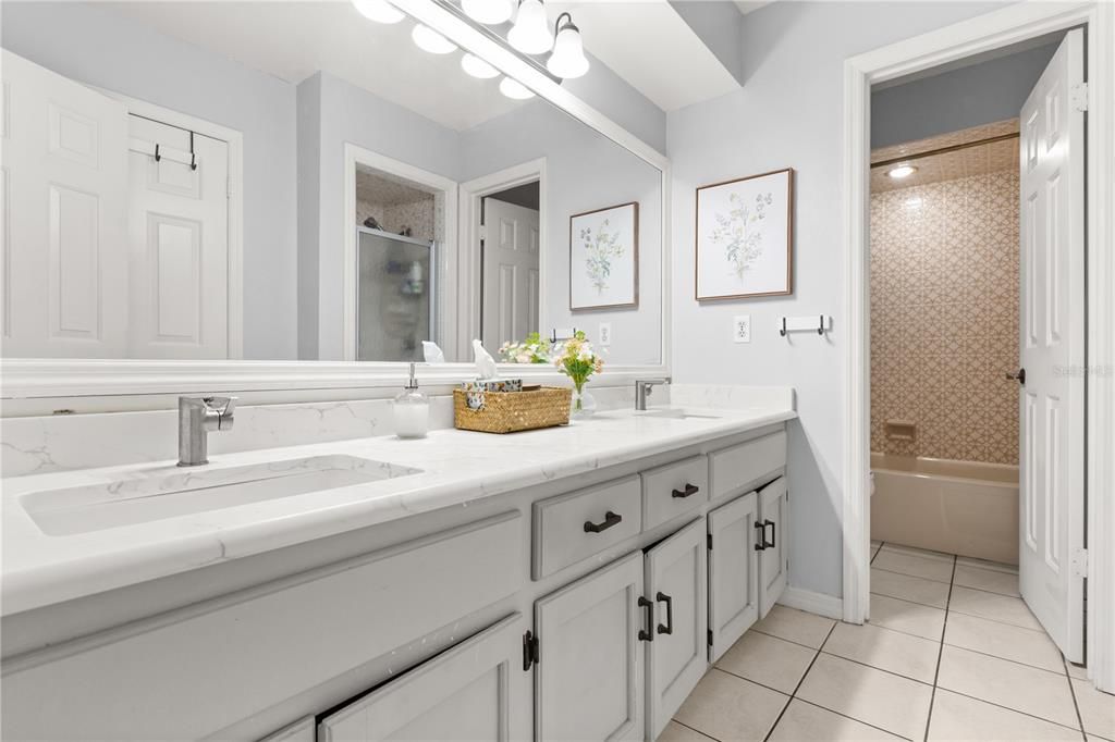 Bathroom, Dual Sink Vanities, Glass Shower, Interior