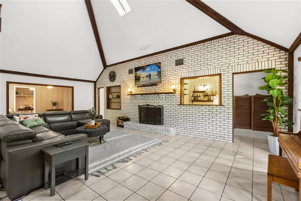 Fireplace, Interior, Living room, Stone Walls