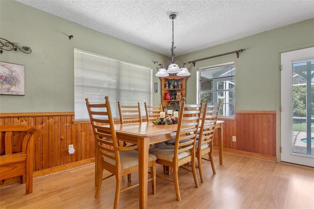 Chandelier, Dining room, Interior, Wood Texture Flooring, Wooden Walls