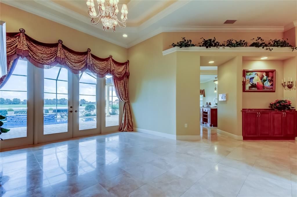 Chandelier, Empty room, Interior, Recessed Lighting, Water
