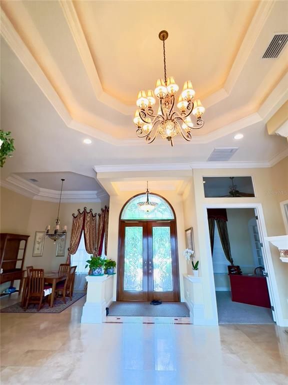 Chandelier, Dining room, Interior, Recessed Lighting
