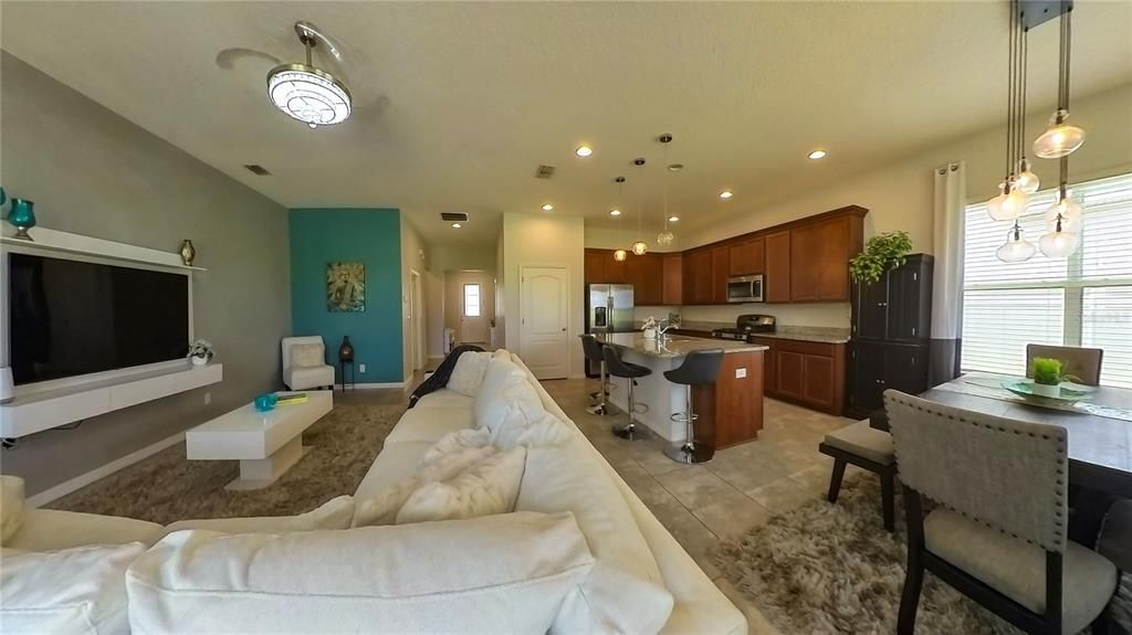 Dining room, Interior, Kitchen, Living room, Pendant Lights, Recessed Lighting