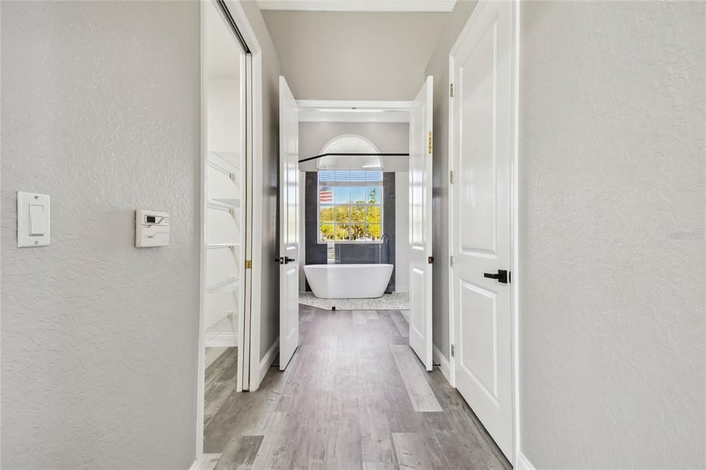 Bathroom, Free Standing Baths, Interior, Wood Texture Flooring
