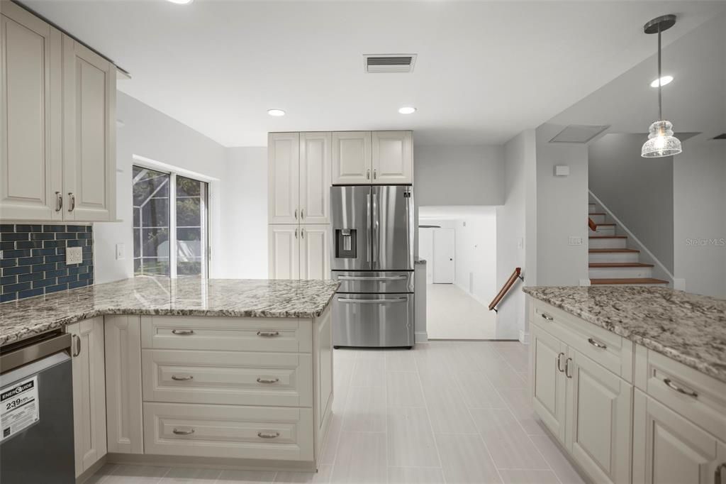Interior, Kitchen, Pendant Lights, Recessed Lighting, Stainless Steel Appliances