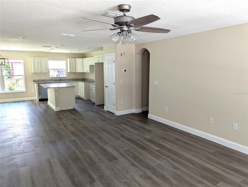 Interior, Kitchen, Recessed Lighting, Wood Texture Flooring