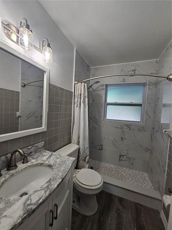 Bathroom, Interior, Marble Walls, Wood Texture Flooring