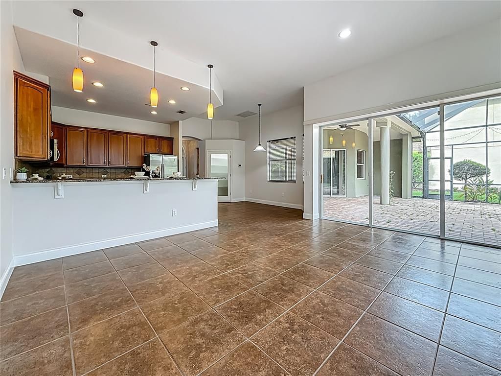 Empty room, Interior, Kitchen, Pendant Lights, Recessed Lighting