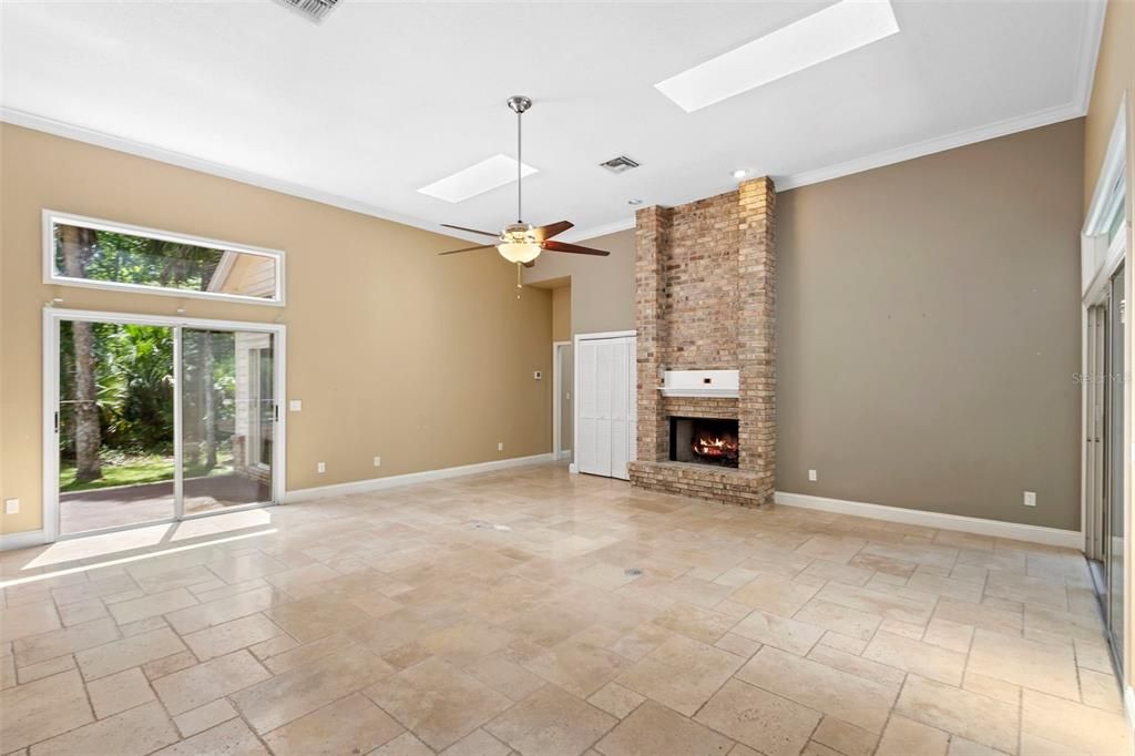 Empty room, Fireplace, Interior, Recessed Lighting