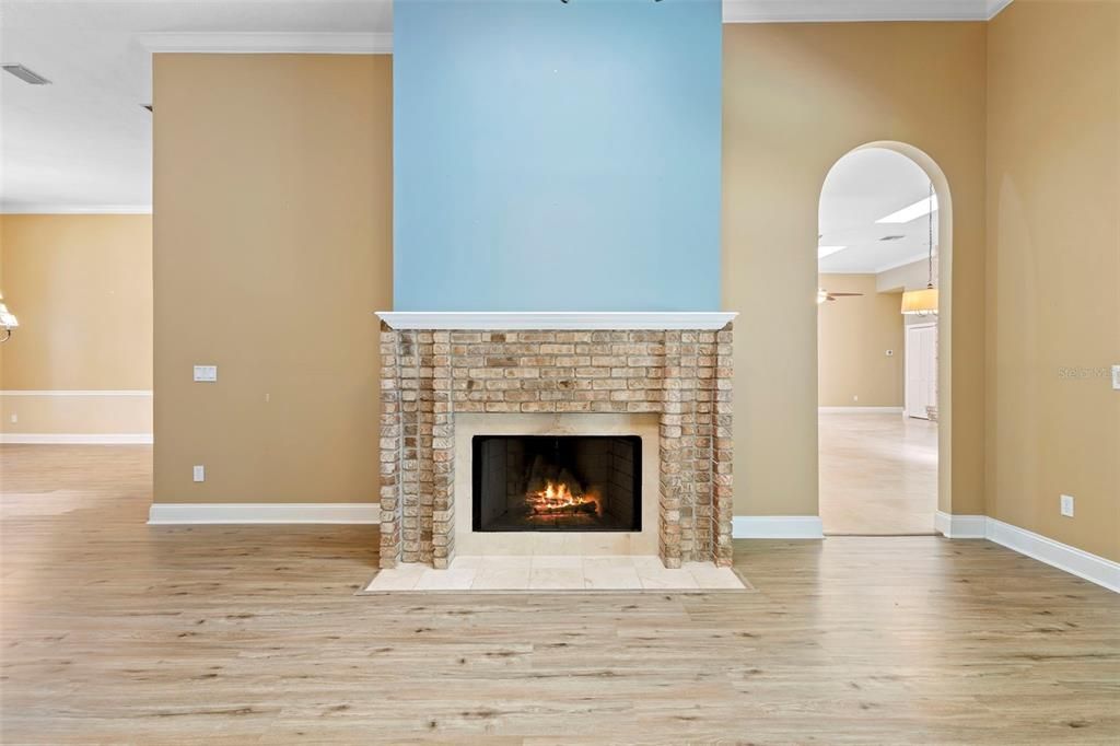 Fireplace, Interior, Wood Texture Flooring