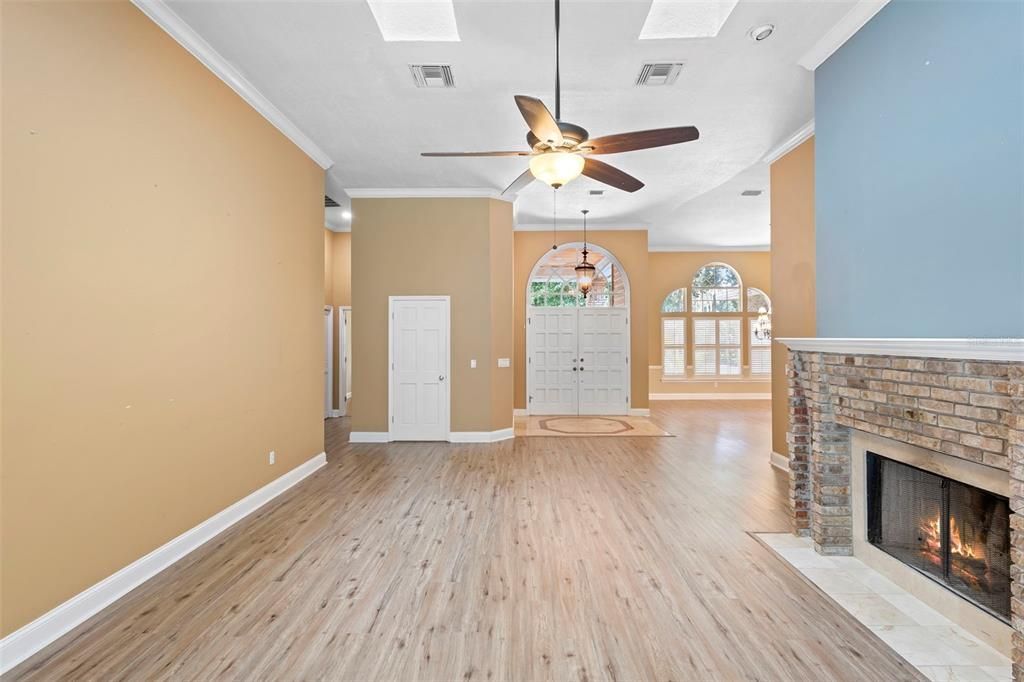 Empty room, Fireplace, Interior, Wood Texture Flooring
