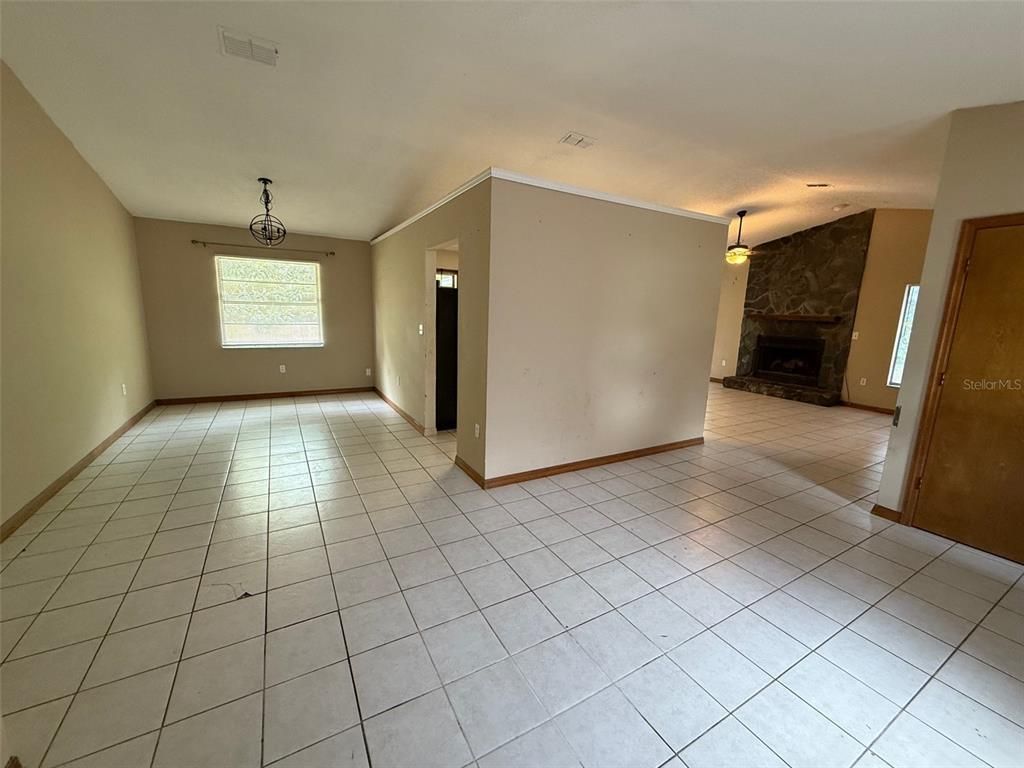 Empty room, Fireplace, Interior, Pendant Lights
