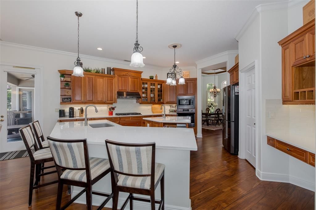 Interior, Kitchen, Pendant Lights, Recessed Lighting, Wood Texture Flooring