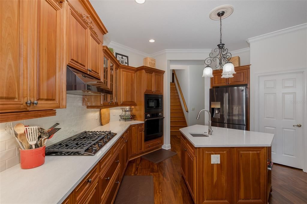 Chandelier, Interior, Kitchen, Pendant Lights, Recessed Lighting, Wood Texture Flooring