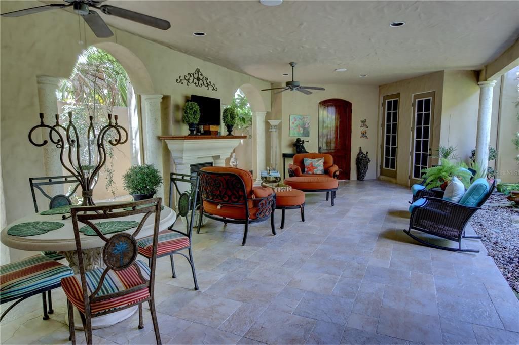 Dining room, Fireplace, Interior, Living room, Recessed Lighting