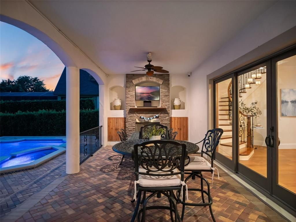 Exterior, Fireplace, Pool