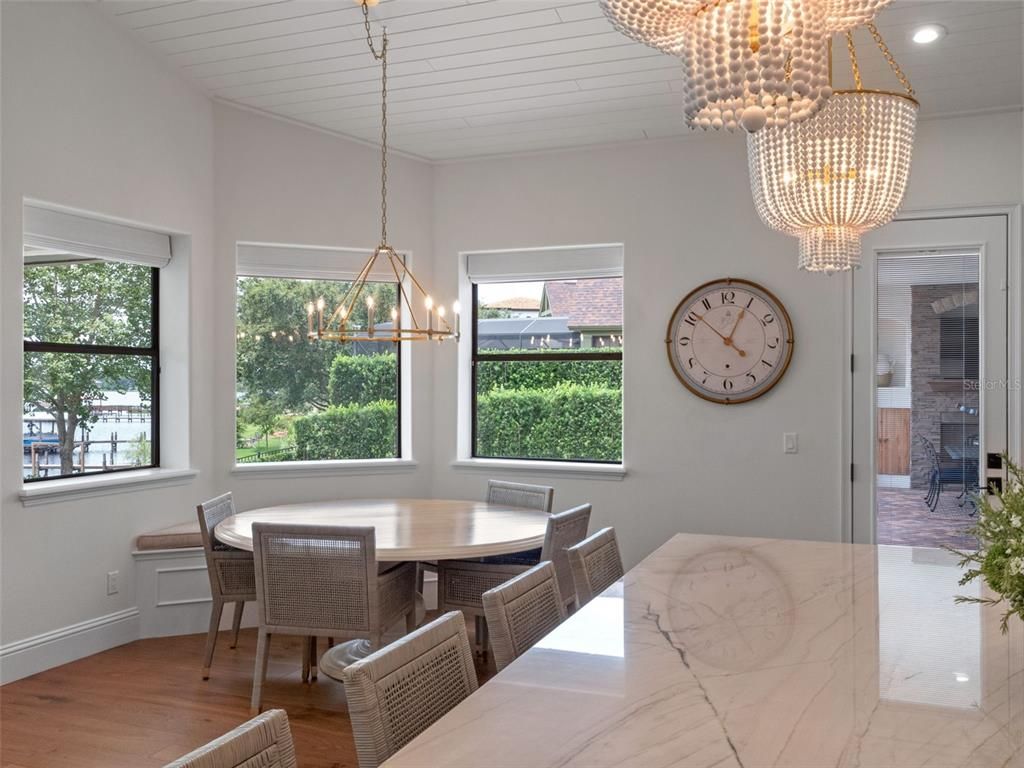 Chandelier, Dining room, Interior, Pendant Lights, Recessed Lighting, Wood Texture Flooring