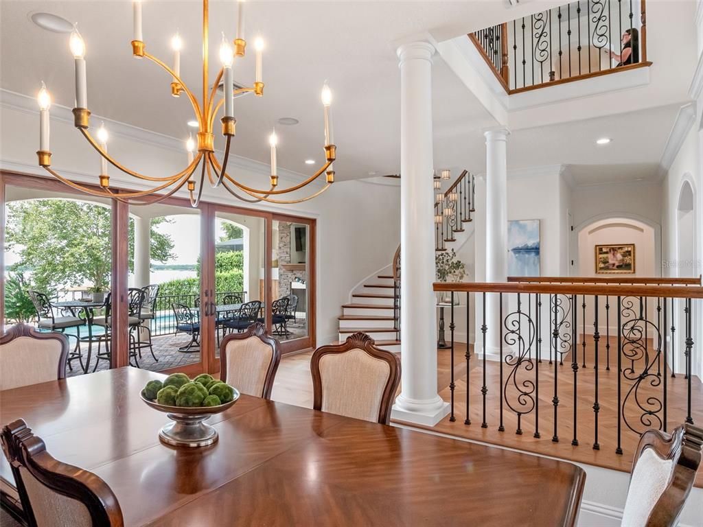 Chandelier, Dining room, Interior, Recessed Lighting
