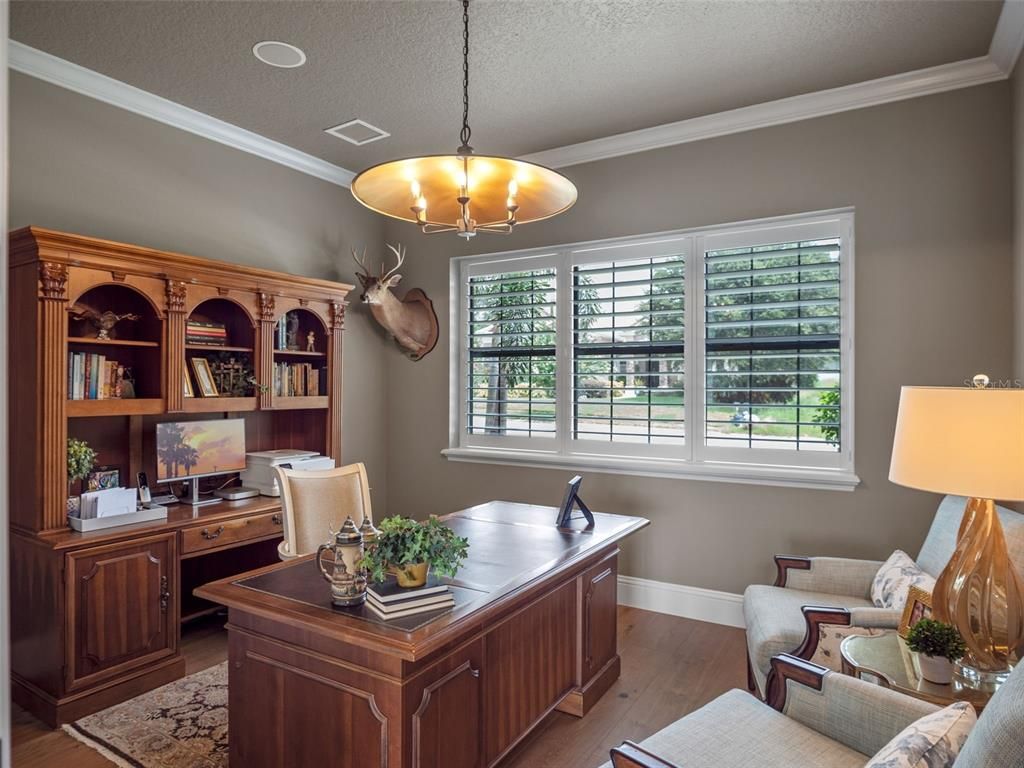 Home Office, Interior, Pendant Lights, Wood Texture Flooring