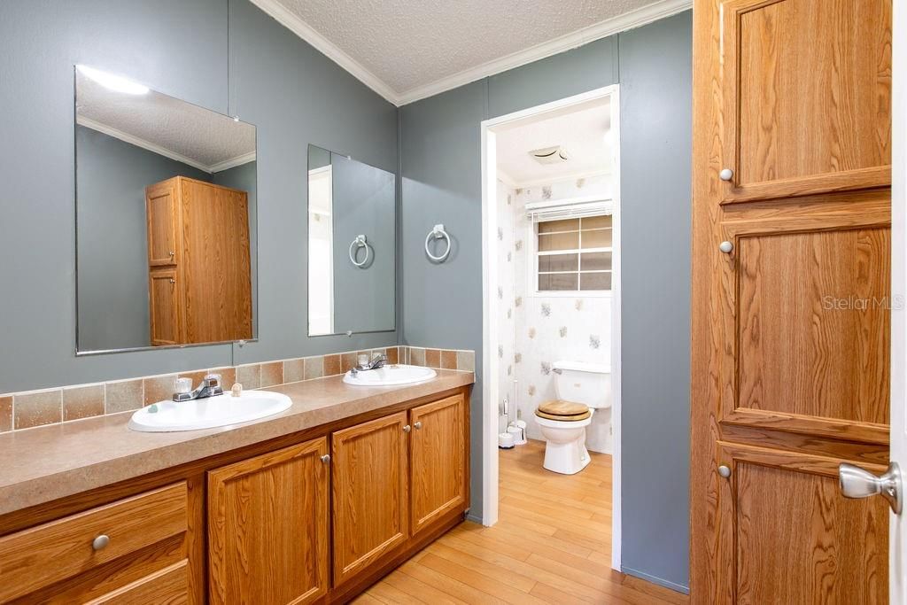Bathroom, Dual Sink Vanities, Interior, Wood Texture Flooring