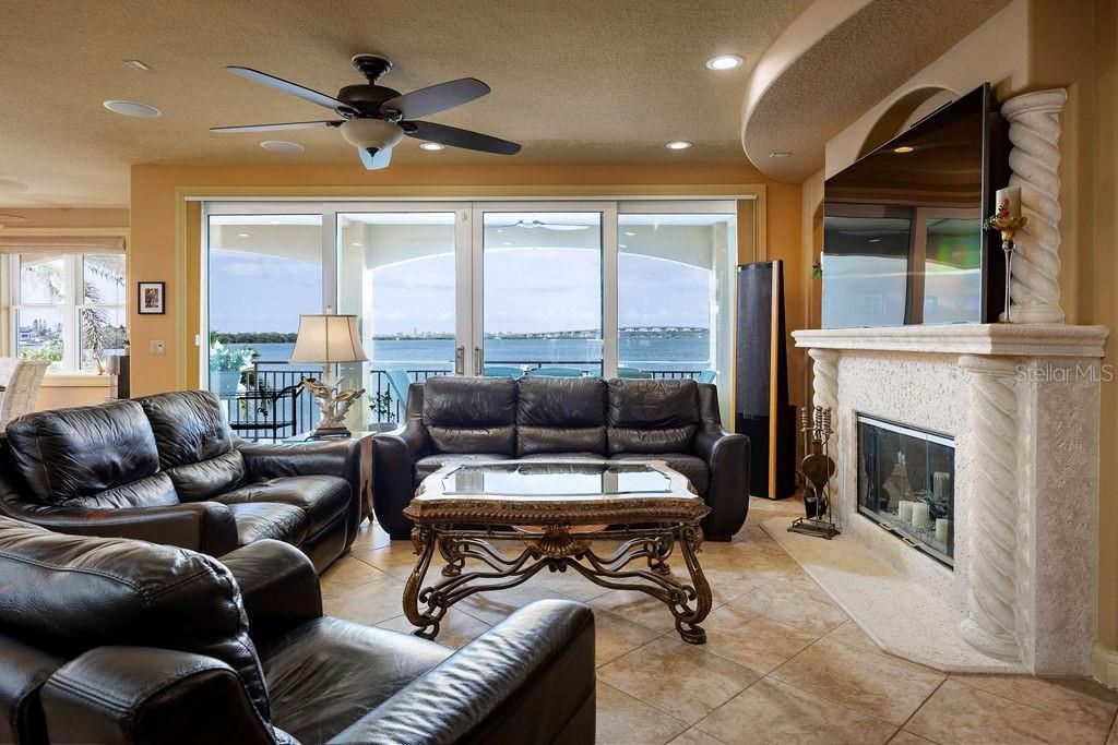 Fireplace, Interior, Living room, Recessed Lighting, Water