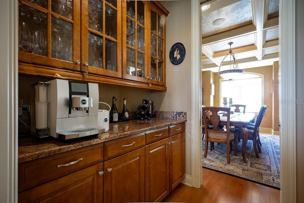 Dining room, Interior, Pendant Lights, Recessed Lighting, Wood Texture Flooring
