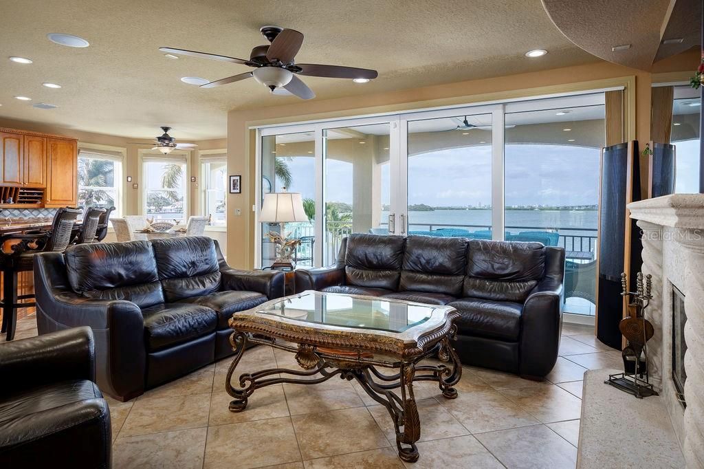 Fireplace, Interior, Living room, Recessed Lighting, Water