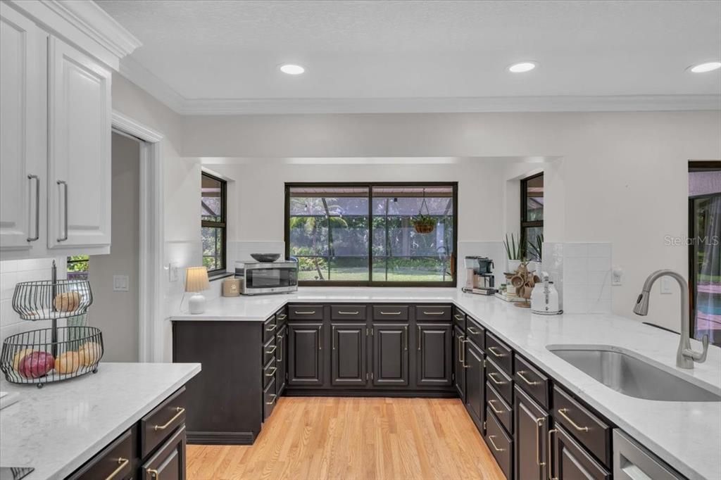 Interior, Kitchen, Recessed Lighting, Wood Texture Flooring