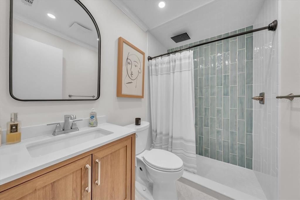 Bathroom, Glass Shower, Interior, Recessed Lighting