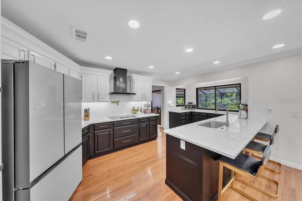 Interior, Kitchen, Recessed Lighting, Wood Texture Flooring