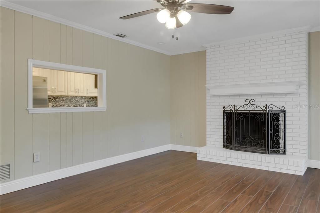 Empty room, Fireplace, Interior, Wood Texture Flooring