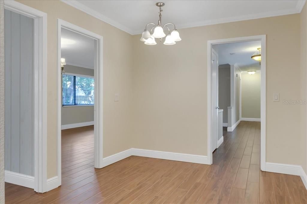 Empty room, Interior, Pendant Lights, Wood Texture Flooring