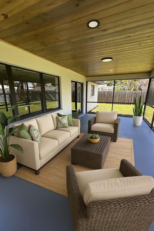 Interior, Living room, Recessed Lighting, Wooden Ceilings