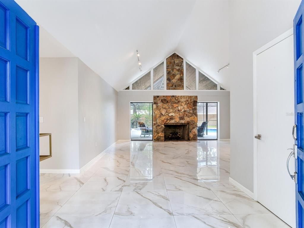 Empty room, Fireplace, Interior, Marble