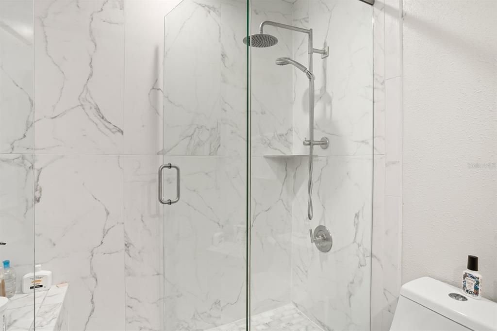 Bathroom, Glass Shower, Interior, Marble Walls