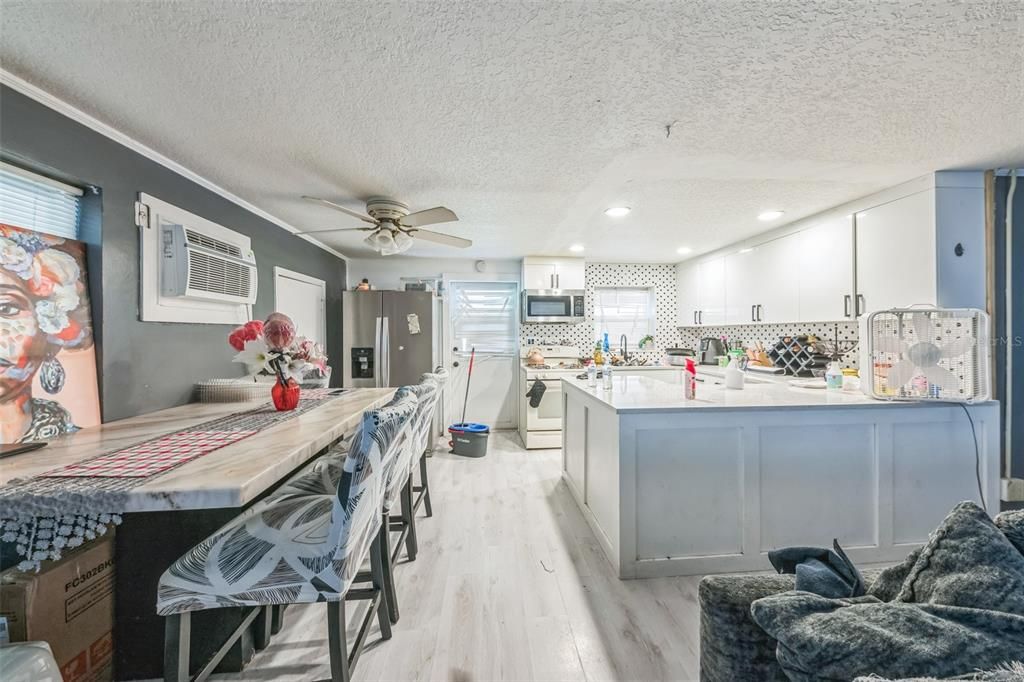 Interior, Kitchen, Recessed Lighting, Wood Texture Flooring