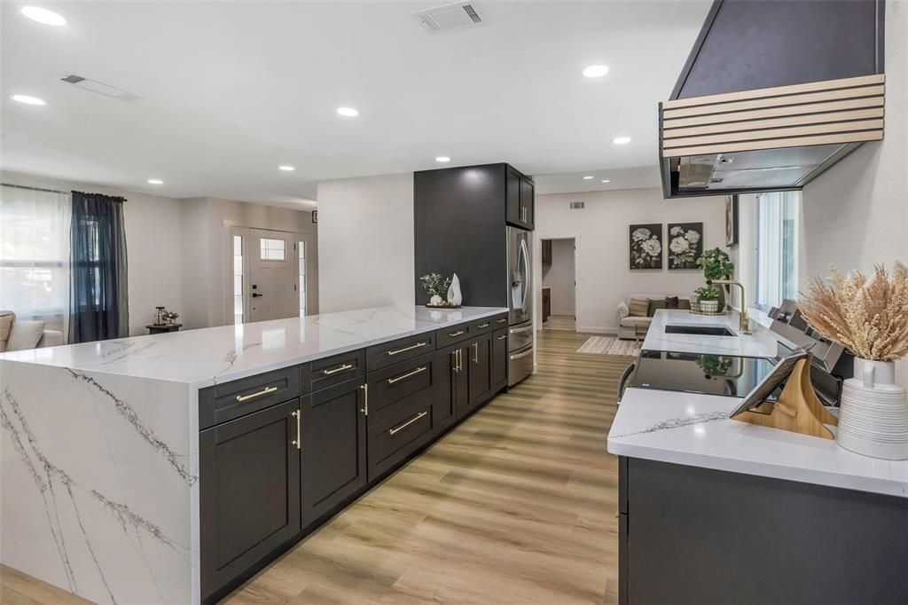 Interior, Kitchen, Recessed Lighting, Wood Texture Flooring