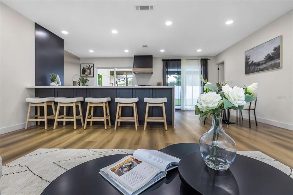 Interior, Kitchen, Recessed Lighting, Wood Texture Flooring